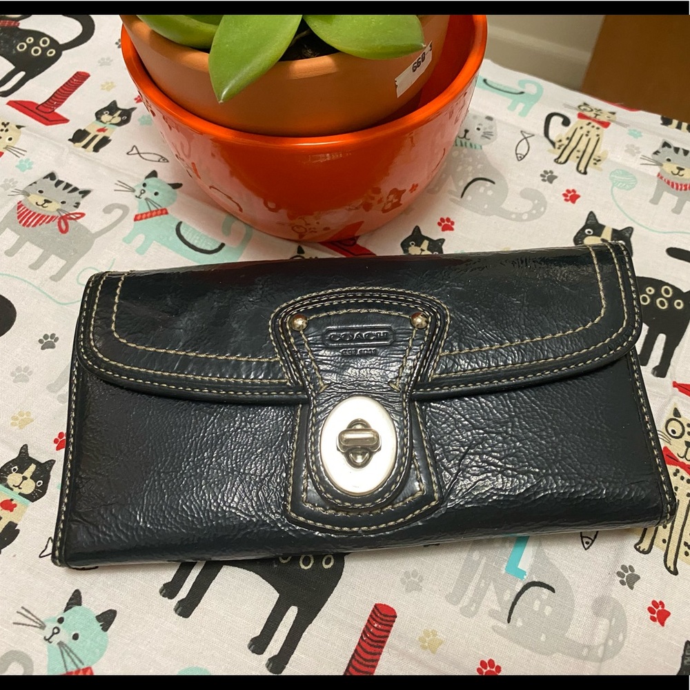 Coach patten leather  checkbook wallet.